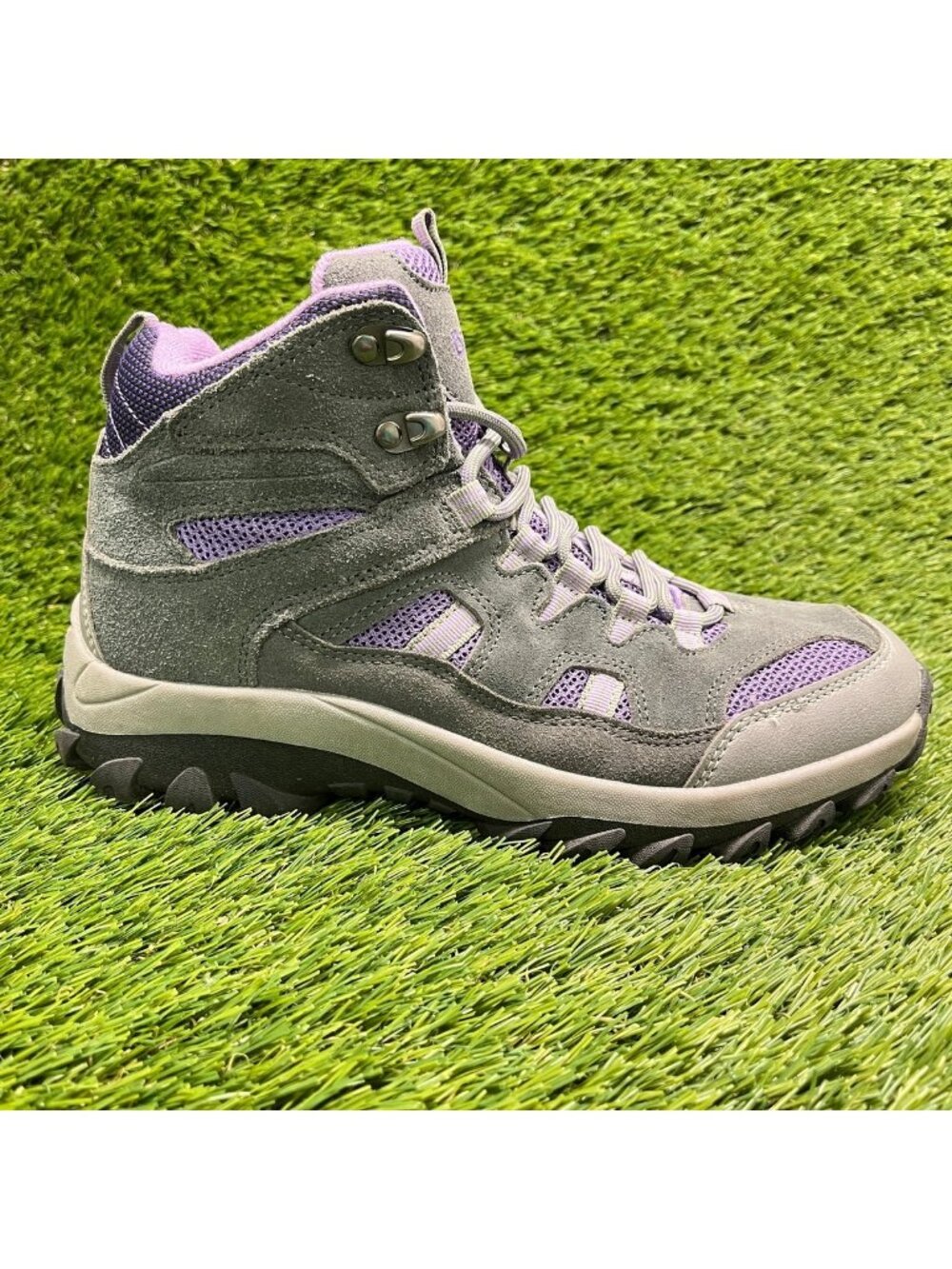 Bearpaw Zephyr Mid Womens Size 8 Gray Purple Outdoor Suede Lace Up Hiking Boots